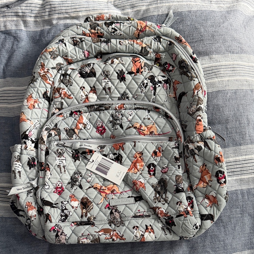 NWT Vera Bradley Essential Large Quilted Backpack Dog Show